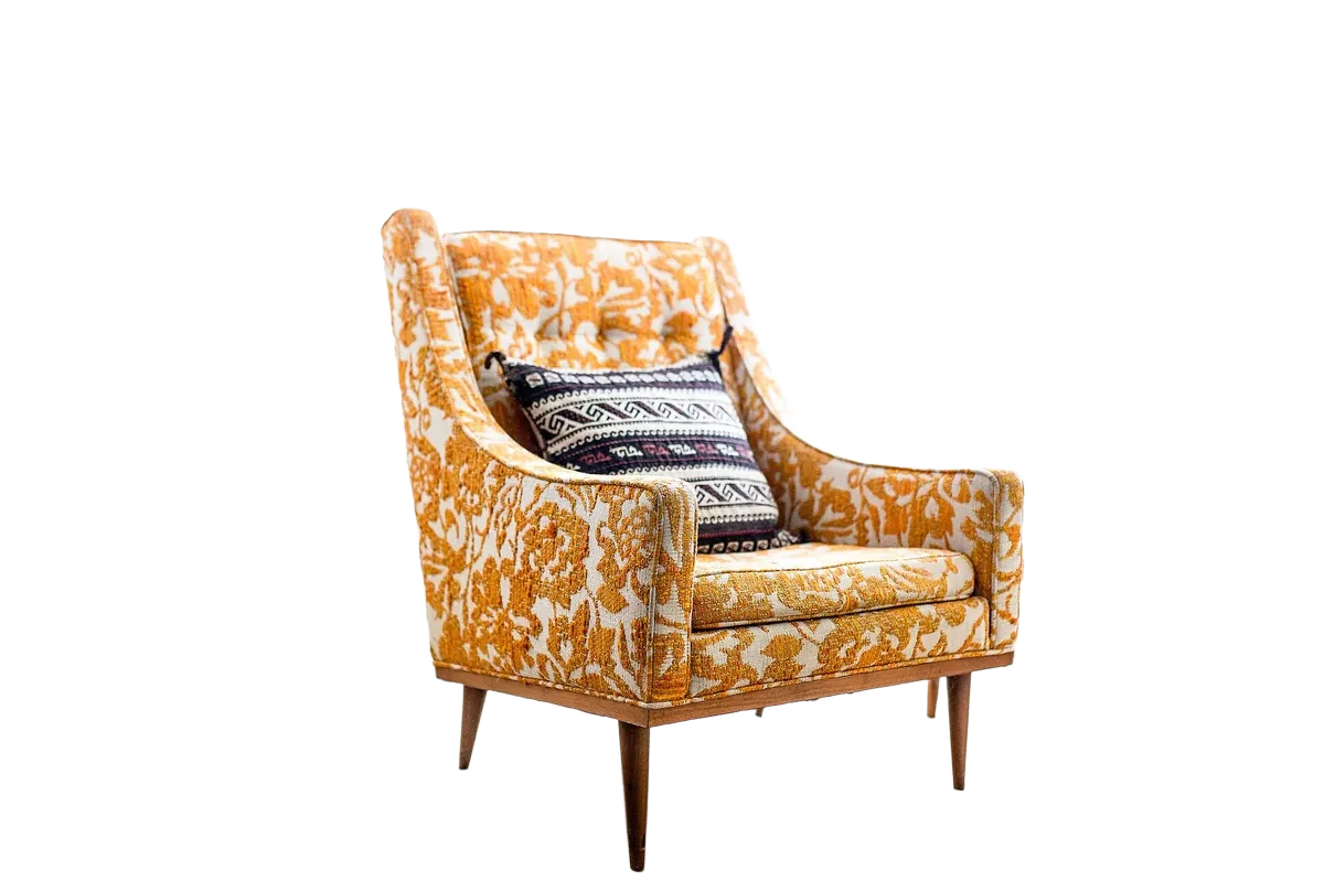 The armchair and its cushion cut out by LassoCut; the rug, lamp, side table and door are removed
