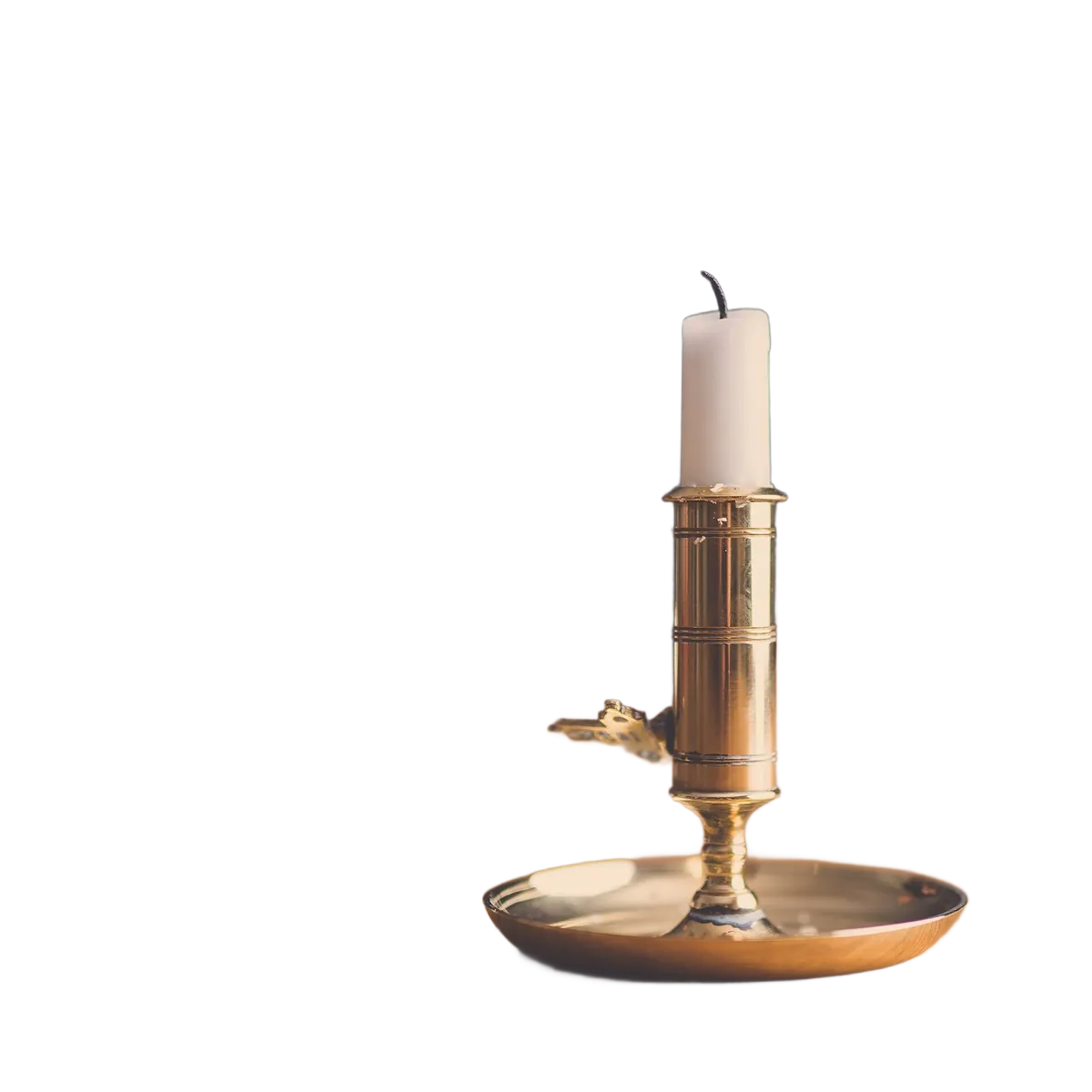 The same candle and brass holder cut out by LassoCut, with the table and the room removed