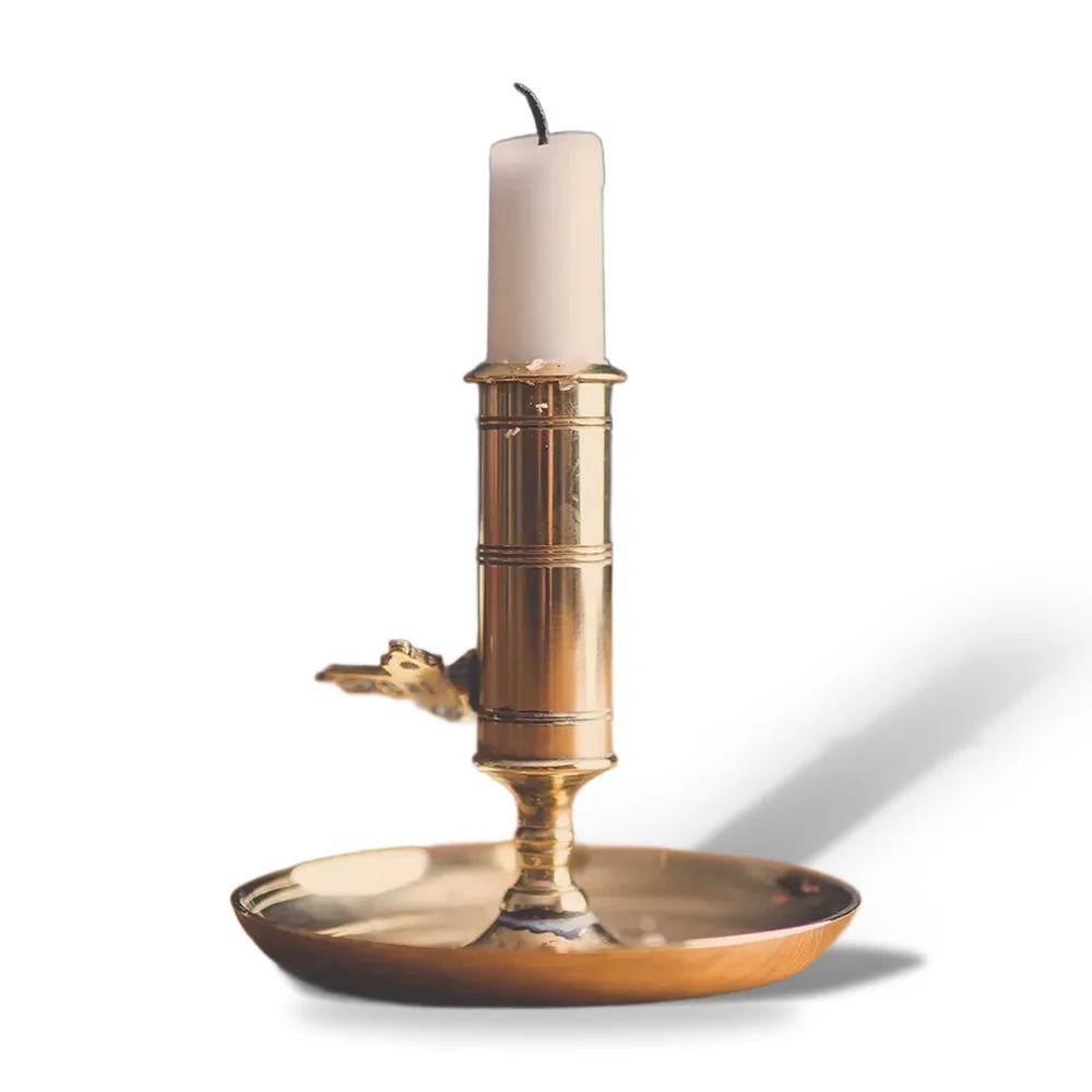 The same candle holder in the Amazon preset: centred on a pure white square canvas with a soft cast shadow falling to the right